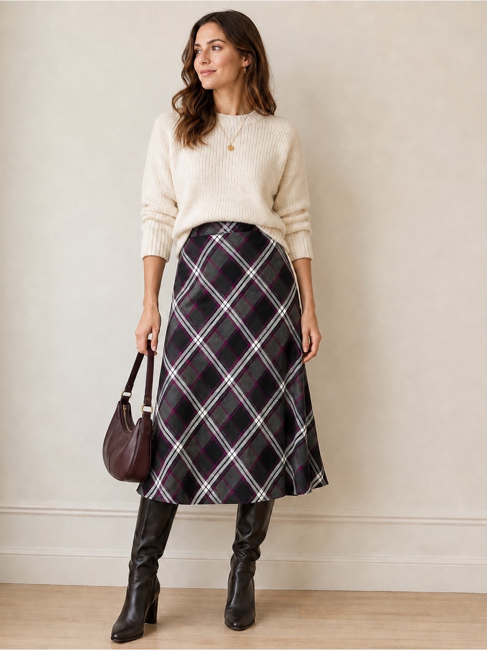 East 5th Plaid A-Line Midi Skirt Size 10 Dark Academia Preppy
